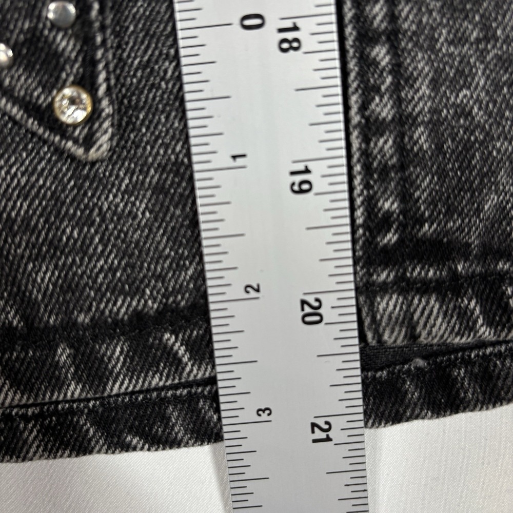 Sandro Black Washed Denim Mini Skirt with Studded Belt - Picture 11 of 12